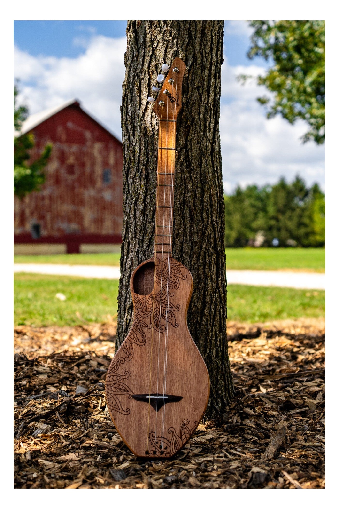 the Boondocker D2 Sapele Walking Dulcimer Acoustic 4-String w/Henna Top (MADE IN USA)