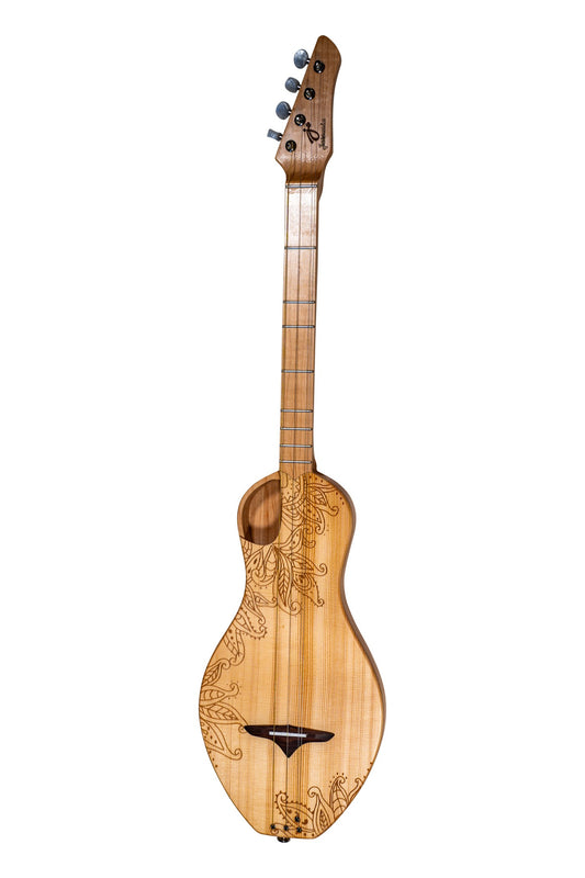 the Boondocker D2 Maple + Spruce Dulcimer Acoustic 4-String w/Henna Top (MADE IN USA)
