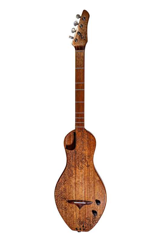 the Boondocker D2 Sapele Dulcimer Guitar Electric/Acoustic 4-String w/Henna Top (MADE IN USA)