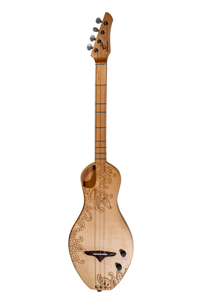 the Boondocker D2 Maple + Spruce Dulcimer Electric/Acoustic 4-String w/Henna Top (MADE IN USA)