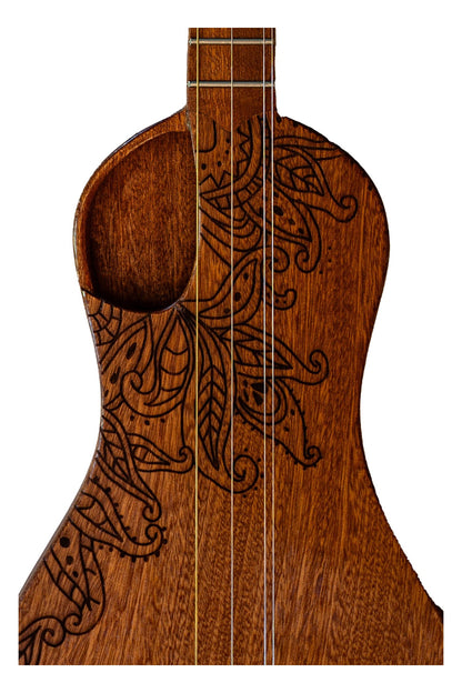 the Boondocker Classic Sapele Walking Dulcimer Acoustic 4-String w/Henna Top