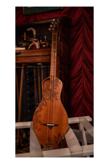 the Boondocker Classic Sapele Walking Dulcimer Acoustic 4-String w/Henna Top
